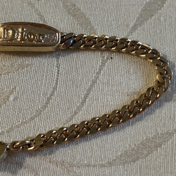Christian Dior Gold Crystal Logo ID Tag Bracelet - Picture 4 of 9